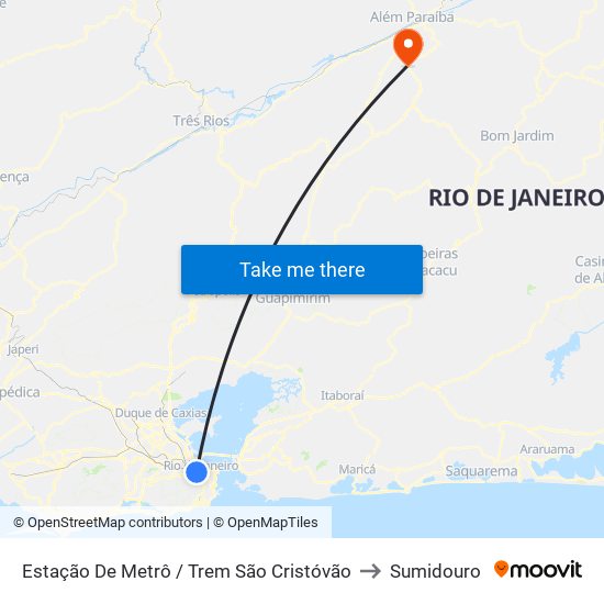 Estação De Metrô / Trem São Cristóvão to Sumidouro map