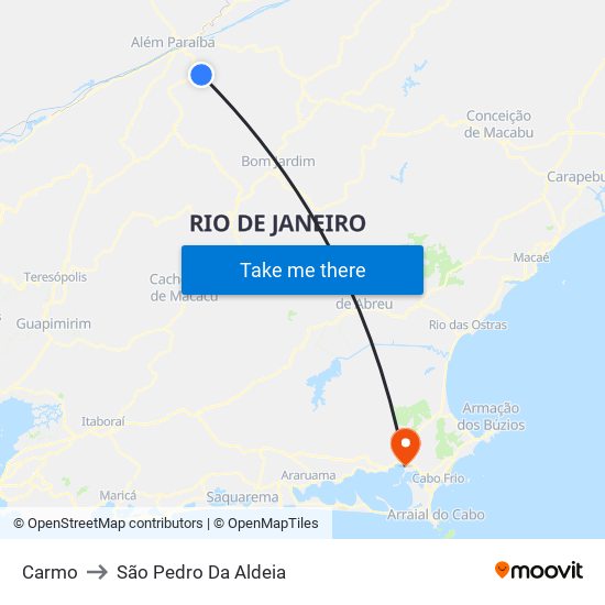 Carmo to São Pedro Da Aldeia map