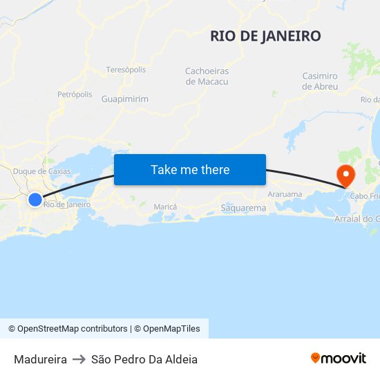 Madureira to São Pedro Da Aldeia map