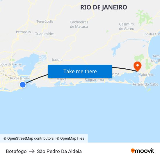 Botafogo to São Pedro Da Aldeia map