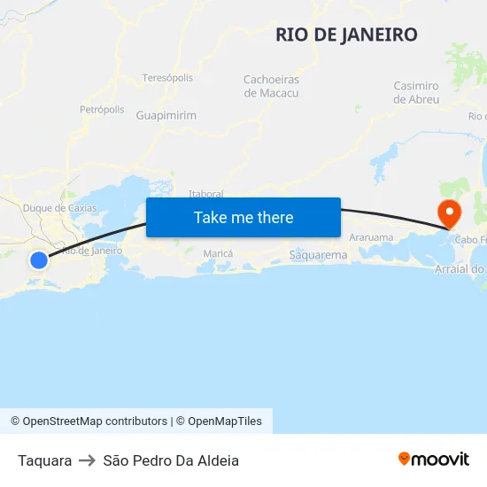 Taquara to São Pedro Da Aldeia map