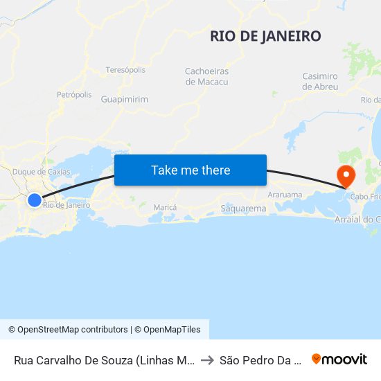 Rua Carvalho De Souza (Linhas Municipais) to São Pedro Da Aldeia map