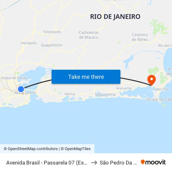 Avenida Brasil - Passarela 07 (Escola Bahia) to São Pedro Da Aldeia map
