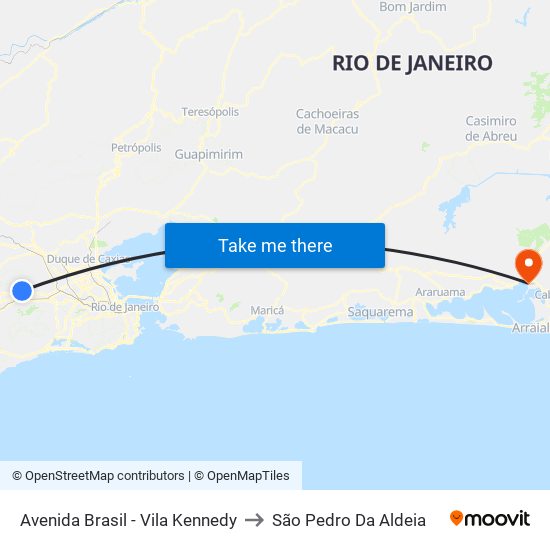 Avenida Brasil - Vila Kennedy to São Pedro Da Aldeia map