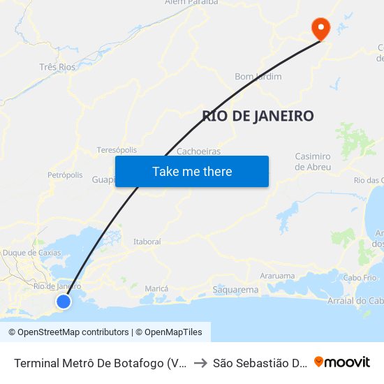 Terminal Metrô De Botafogo (Vila Isabel) to São Sebastião Do Alto map