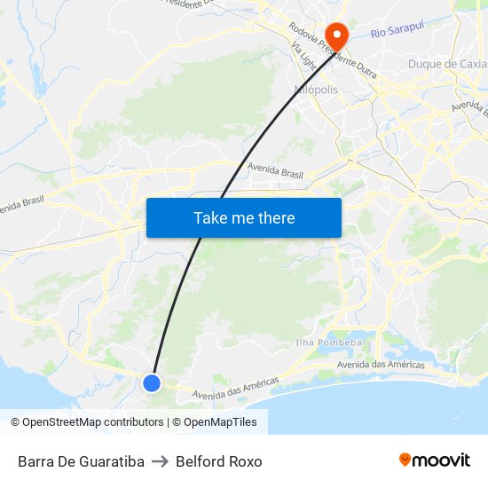 Barra De Guaratiba to Belford Roxo map