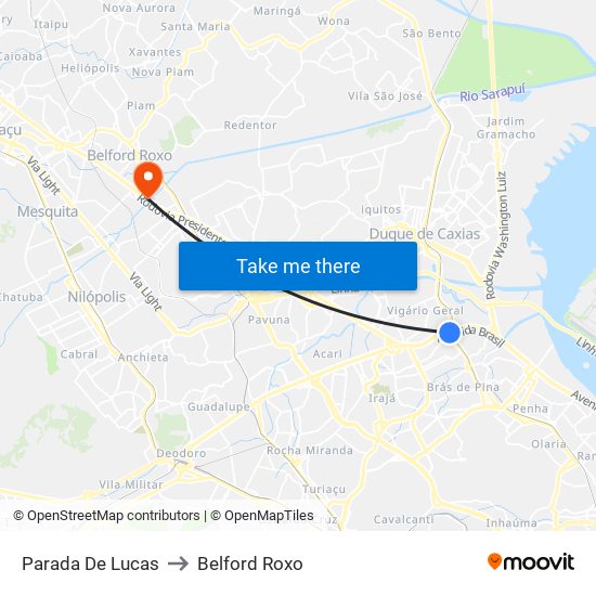 Parada De Lucas to Belford Roxo map