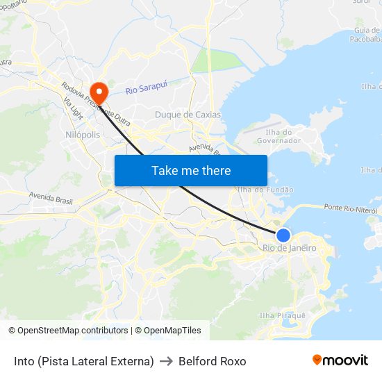 Into (Pista Lateral Externa) to Belford Roxo map