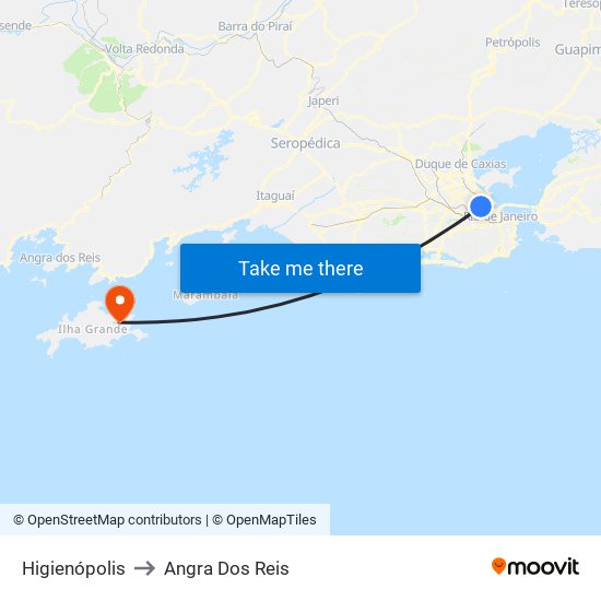 Higienópolis to Angra Dos Reis map
