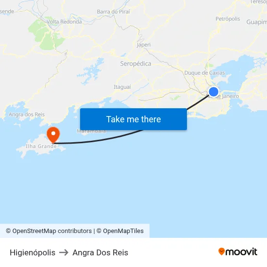 Higienópolis to Angra Dos Reis map