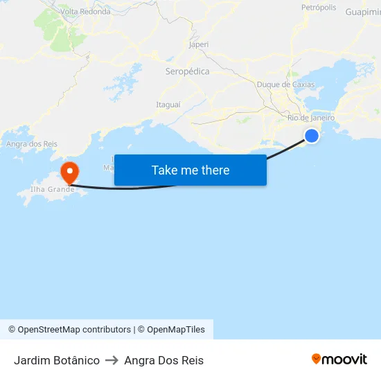 Jardim Botânico to Angra Dos Reis map
