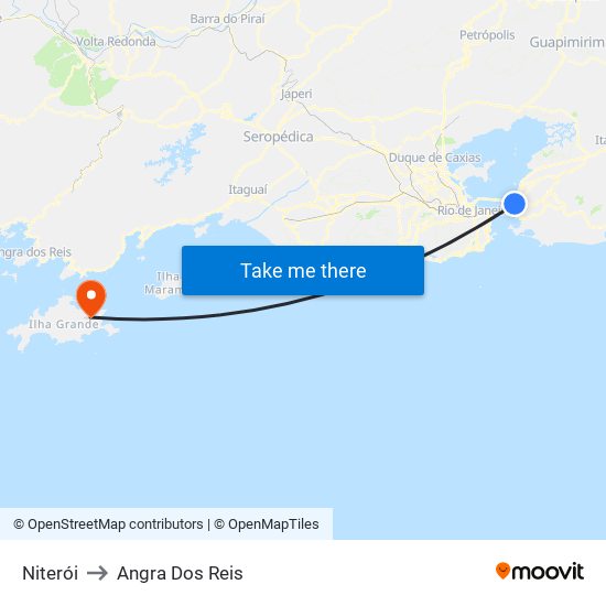 Niterói to Angra Dos Reis map