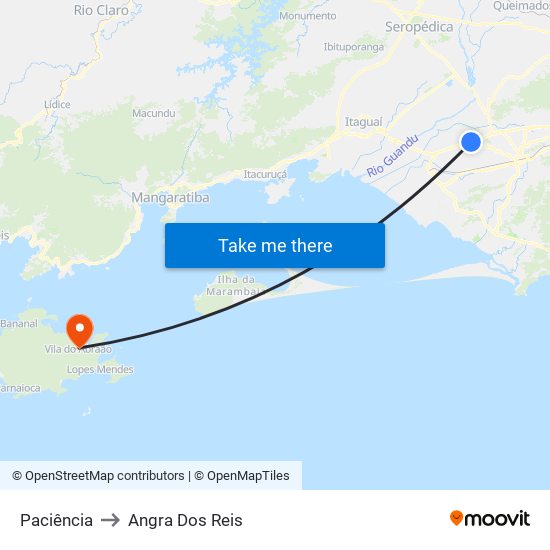 Paciência to Angra Dos Reis map