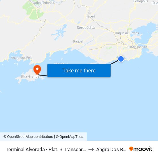 Terminal Alvorada - Plat. B Transcarioca to Angra Dos Reis map