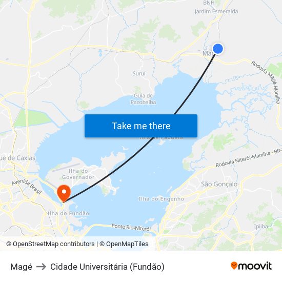 Magé to Cidade Universitária (Fundão) map