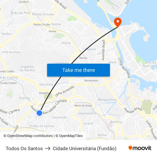 Todos Os Santos to Cidade Universitária (Fundão) map