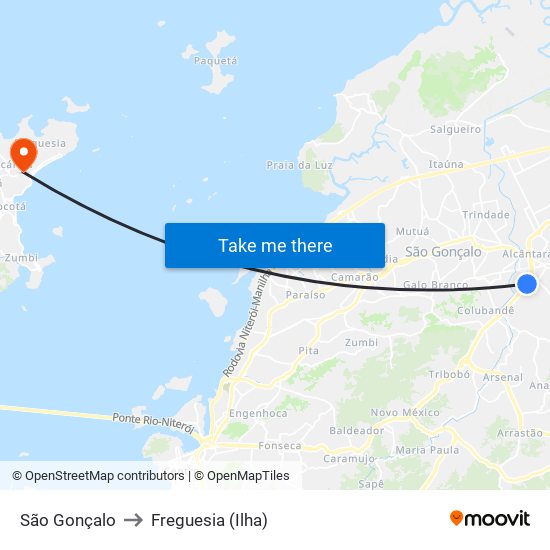 São Gonçalo to Freguesia (Ilha) map