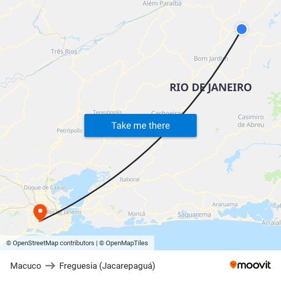 Macuco to Freguesia (Jacarepaguá) map