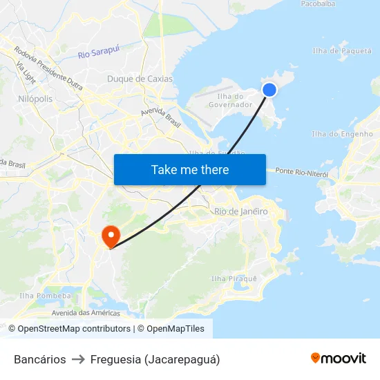 Bancários to Freguesia (Jacarepaguá) map