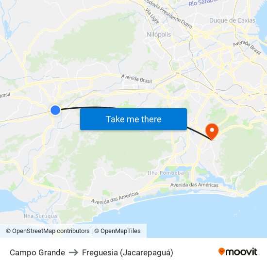 Campo Grande to Freguesia (Jacarepaguá) map