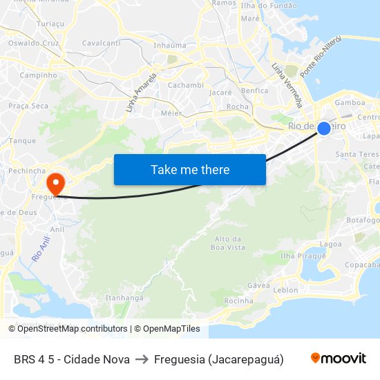 BRS 4 5 - Cidade Nova to Freguesia (Jacarepaguá) map