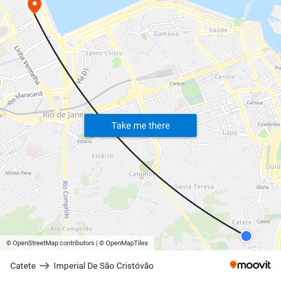 Catete to Imperial De São Cristóvão map