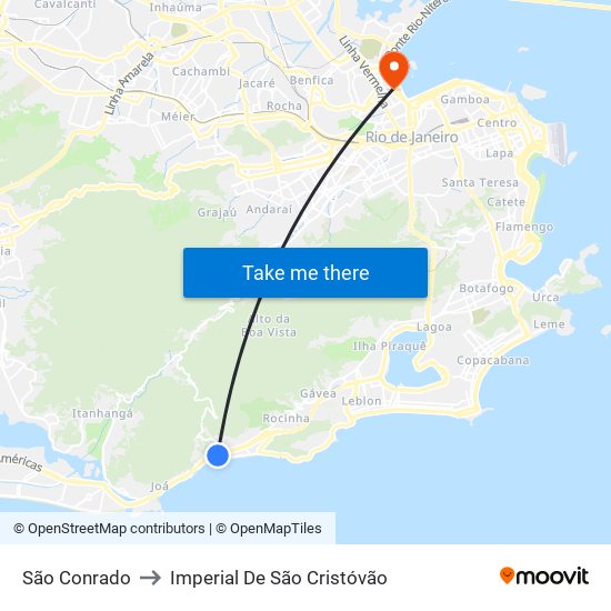 São Conrado to Imperial De São Cristóvão map