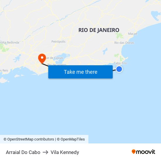 Arraial Do Cabo to Vila Kennedy map