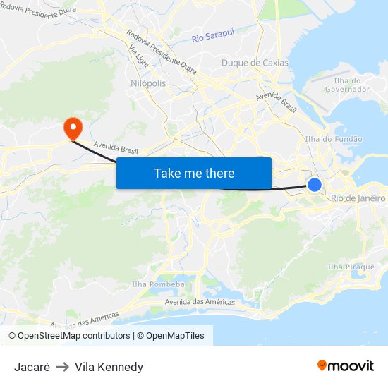 Jacaré to Vila Kennedy map