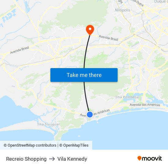 Recreio Shopping to Vila Kennedy map