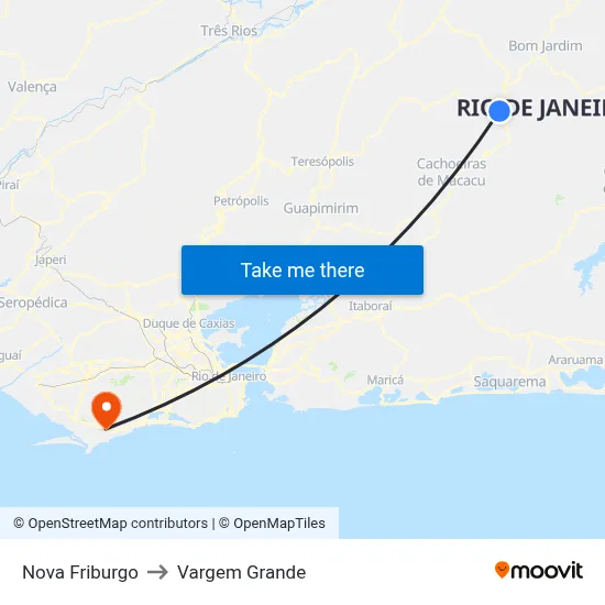 Nova Friburgo to Vargem Grande map