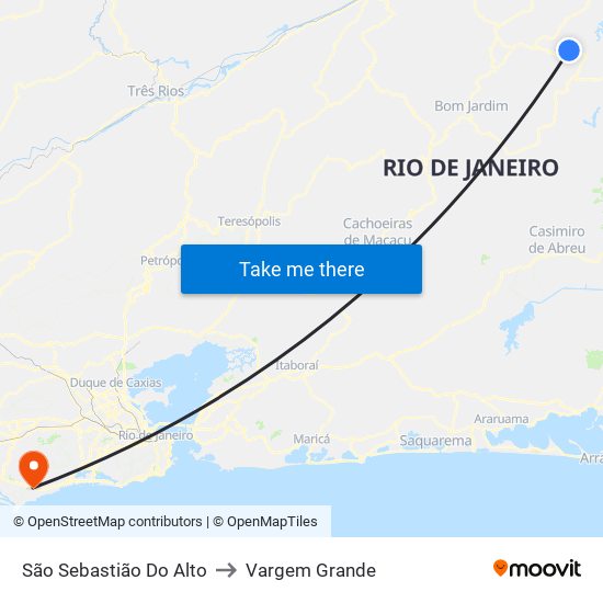 São Sebastião Do Alto to Vargem Grande map
