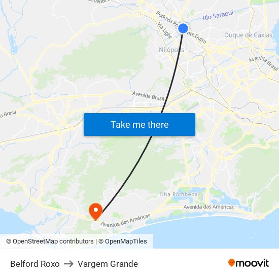 Belford Roxo to Vargem Grande map