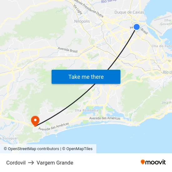 Cordovil to Vargem Grande map