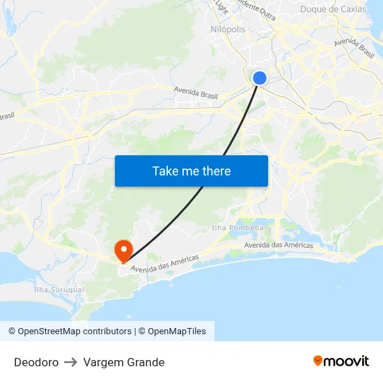 Deodoro to Vargem Grande map