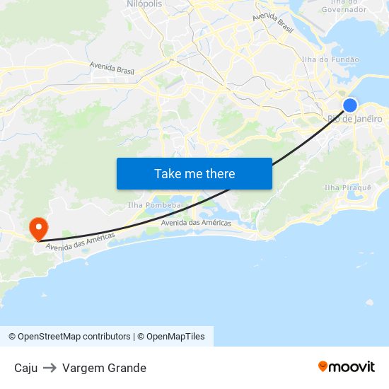 Caju to Vargem Grande map