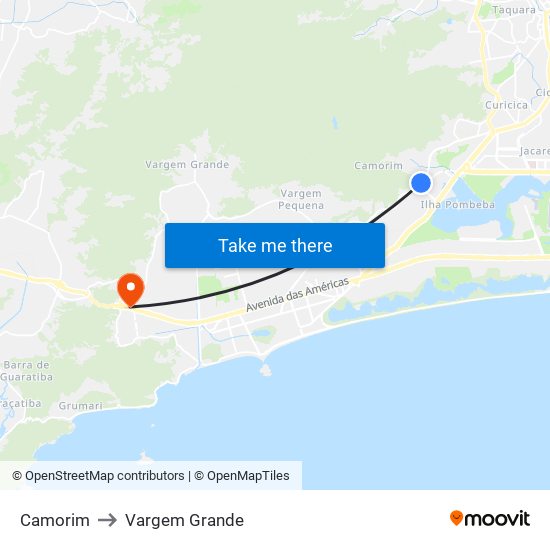 Camorim to Vargem Grande map