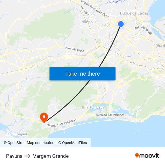Pavuna to Vargem Grande map