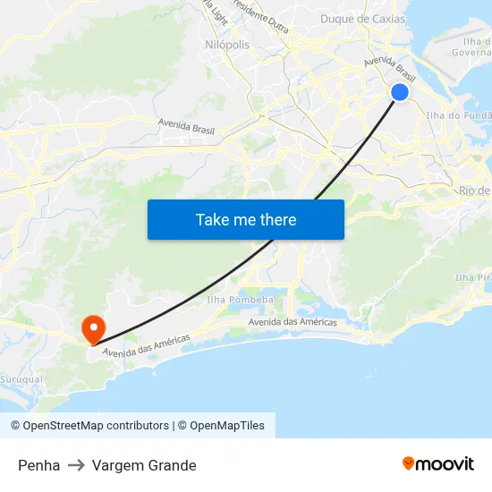 Penha to Vargem Grande map