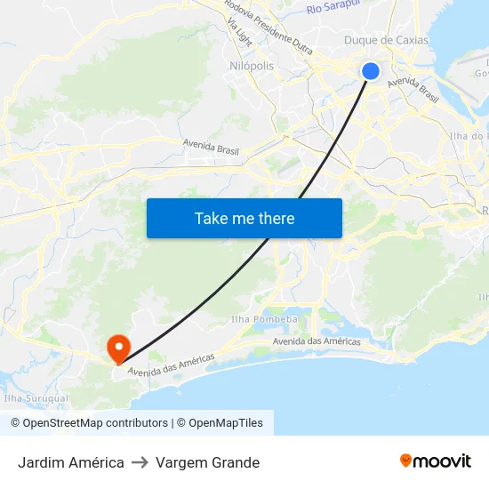 Jardim América to Vargem Grande map