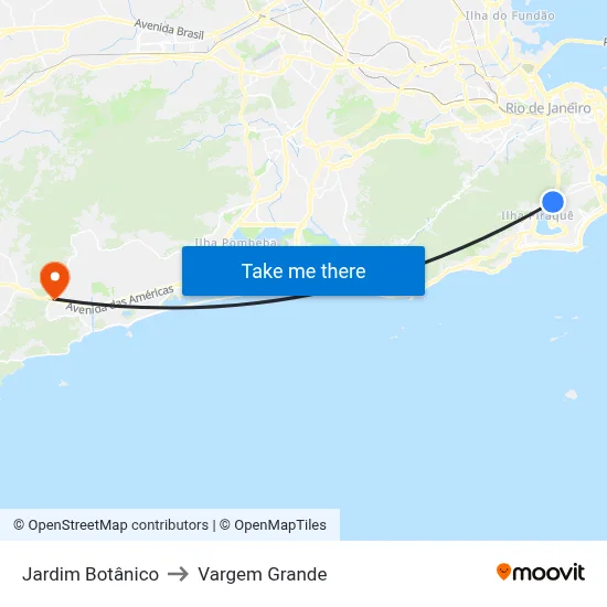 Jardim Botânico to Vargem Grande map
