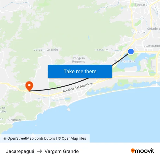 Jacarepaguá to Vargem Grande map