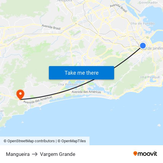 Mangueira to Vargem Grande map