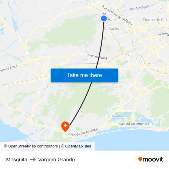 Mesquita to Vargem Grande map