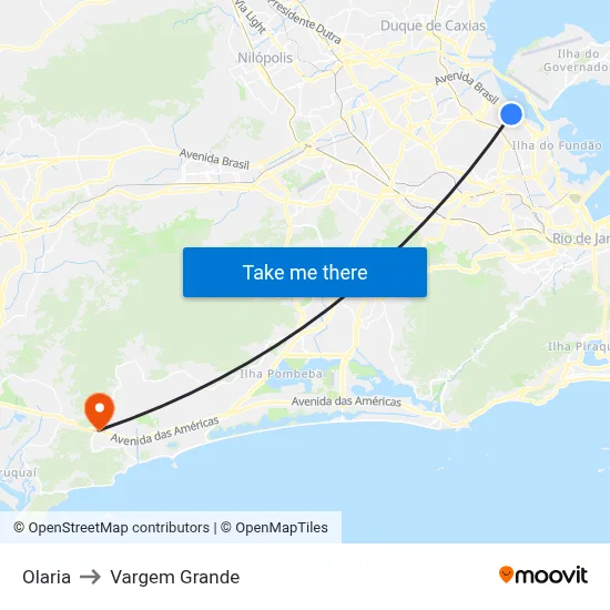 Olaria to Vargem Grande map