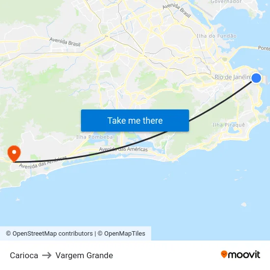Carioca to Vargem Grande map