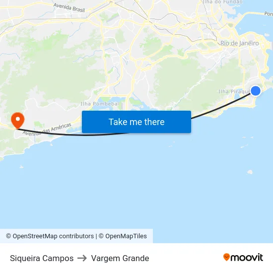 Siqueira Campos to Vargem Grande map