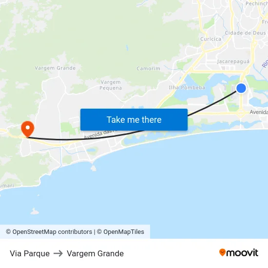 Via Parque to Vargem Grande map