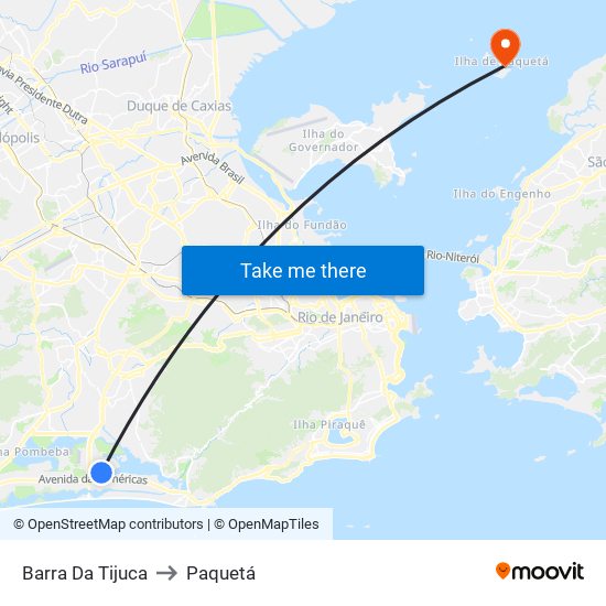 Barra Da Tijuca to Paquetá map