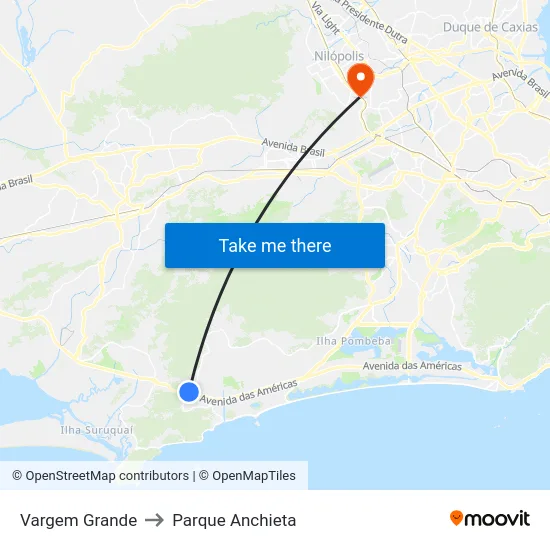 Vargem Grande to Parque Anchieta map